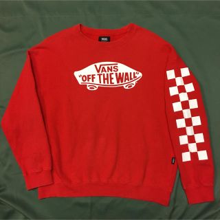 ヴァンズ(VANS)のVANS バンズ 袖プリント チェッカーフラッグ スウェット 赤(スウェット)