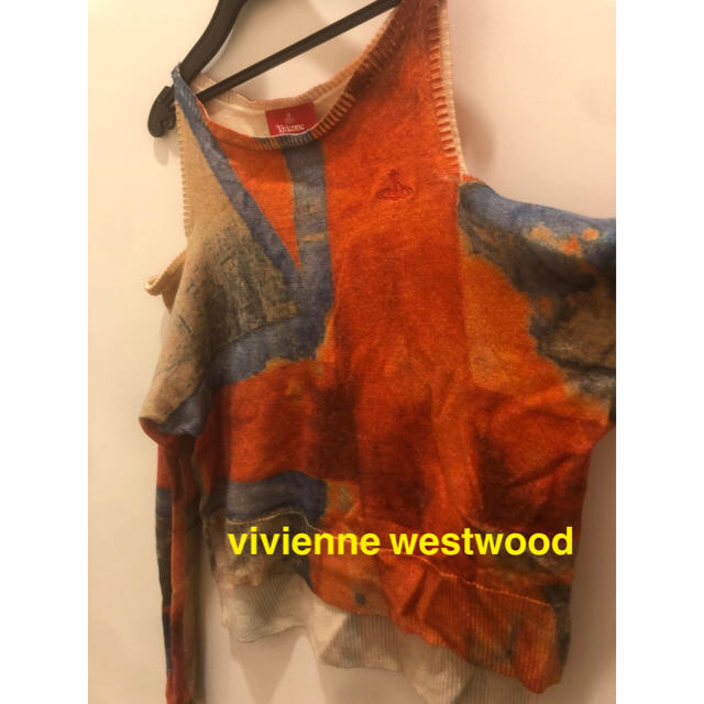 Vivienne Westwood(ヴィヴィアンウエストウッド)のvivienne westwood 19ＡＷ ユニオンジャック柄オフショルダー レディースのトップス(ニット/セーター)の商品写真