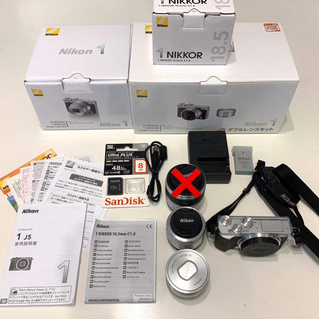 【美品】NIKON 1 J5 ダブルレンズキット 完備品 シルバー