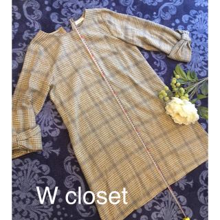 ダブルクローゼット(w closet)の人気のチェック&くすみ色！お袖がオシャレ！(ひざ丈ワンピース)