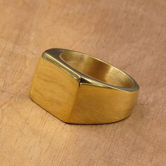 リング 指輪 印台 ゴールド ステンレス シグネット 鏡面 スクエア メンズ メンズのアクセサリー(リング(指輪))の商品写真
