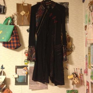 ●秋冬アジアンワンピース フリー 美品●(ひざ丈ワンピース)