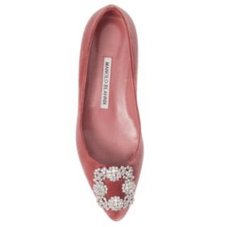 ドゥロワー(Drawer)のマノロブラニク　Ｍanolo Blahnik ピンクベルベット36.5 本日最終(バレエシューズ)