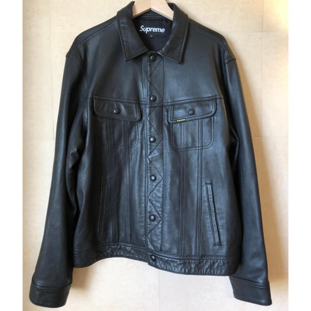 Supreme - Supreme Leather Trucker Jacket Black Lの通販 by Supreme - Supreme Leather Trucker Jacket Black Lの通販 by