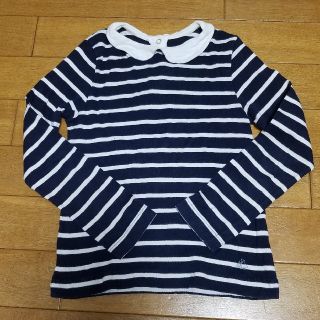 プチバトー(PETIT BATEAU)のpetit bateau 襟付きボーダー長袖Tシャツ(Tシャツ/カットソー)