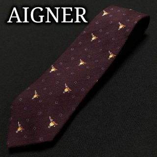 アイグナー(AIGNER)のアイグナー ロゴ馬具 パープル ネクタイ ウール A102-J08(ネクタイ)