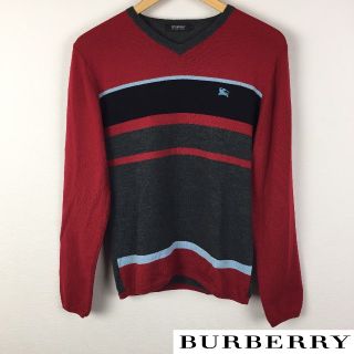 バーバリーブラックレーベル(BURBERRY BLACK LABEL)の美品 BURBERRY BLACK LABEL 長袖ニット レッド サイズ2(ニット/セーター)