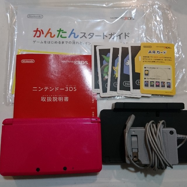 ニンテンドー3DS(ニンテンドー3DS)の箱付、3DSグロスピンク エンタメ/ホビーのゲームソフト/ゲーム機本体(携帯用ゲーム機本体)の商品写真