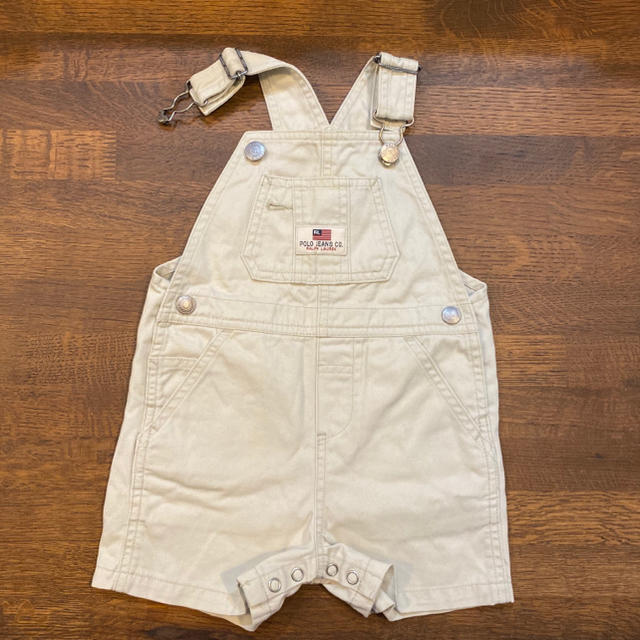 POLO RALPH LAUREN(ポロラルフローレン)のポロ オーバーオール 80cm 股スナップボタン留め オフホワイト 子供ジーンズ キッズ/ベビー/マタニティのベビー服(~85cm)(カバーオール)の商品写真