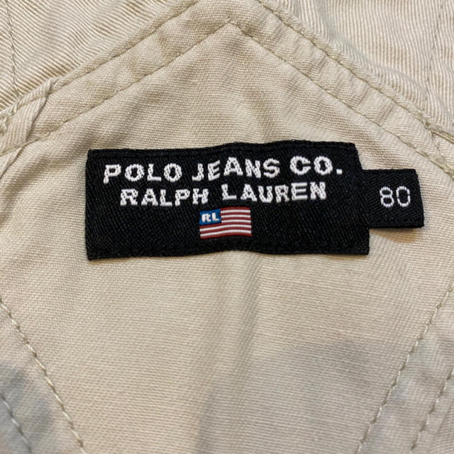 POLO RALPH LAUREN(ポロラルフローレン)のポロ オーバーオール 80cm 股スナップボタン留め オフホワイト 子供ジーンズ キッズ/ベビー/マタニティのベビー服(~85cm)(カバーオール)の商品写真