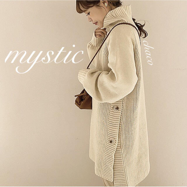 mystic(ミスティック)の僅か⚠️新作🐰¥8250【mystic】サイドボタンタートルロングニット レディースのトップス(ニット/セーター)の商品写真