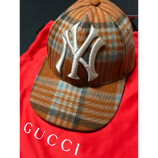 GUCCI - 新品 GUCCI グッチ キャップ NY ウールチェック 野球帽 GUCCI - 新品 GUCCI グッチ キャップ NY ウールチェック 野球帽