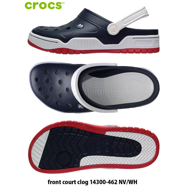 crocs(クロックス)のクロックス 27cm ネイビー ホワイト レッド フロントコート クロッグ メンズの靴/シューズ(サンダル)の商品写真