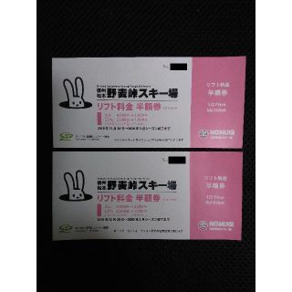 野麦峠スキー場　リフト料金　半額券　２枚　送料込(ウィンタースポーツ)