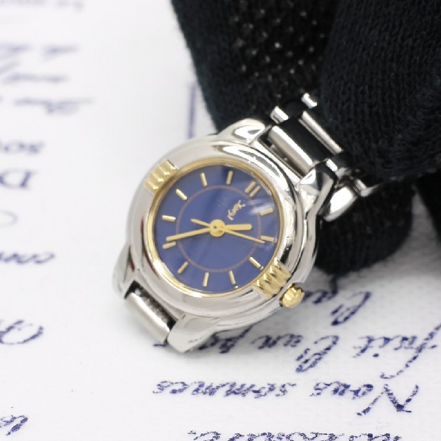 Saint Laurent(サンローラン)の正規品【新品電池】Yves saint Laurent/ブルー 3針 美品 レディースのファッション小物(腕時計)の商品写真