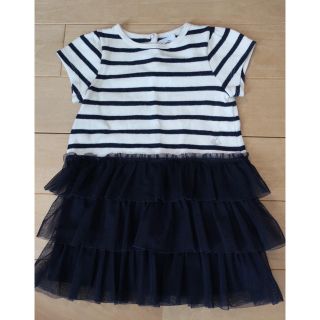 プチバトー(PETIT BATEAU)のプチバトー☆チュール☆ボーダー☆ワンピース☆74cm(ワンピース)