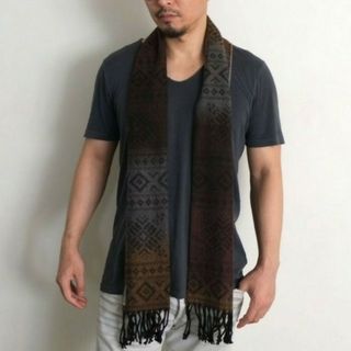 トップマン(TOPMAN)のTOP MAN トップマン ストール マフラー ブラック×グレー×ブラウン(マフラー)