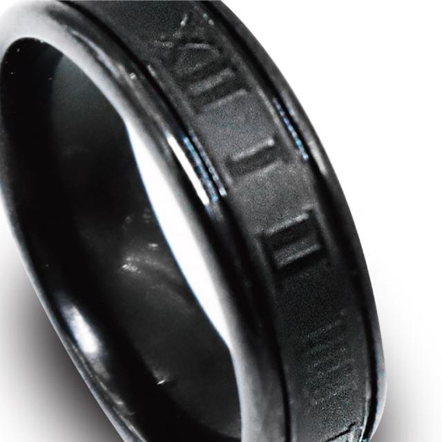 リング 指輪 ローマ数字 ブラック 黒 ステンレス マット感 かっこいい メンズ メンズのアクセサリー(リング(指輪))の商品写真