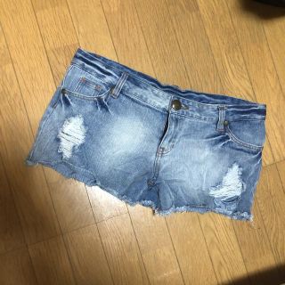 大きいサイズ★クラッシュデニムショーパン(ショートパンツ)