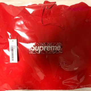 シュプリーム(Supreme)のsupreme box logo bandana hooded red sサイズ(パーカー)