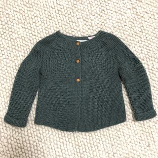 ザラキッズ(ZARA KIDS)のZARA BABY ケーブルカーディガン グリーン 80(カーディガン/ボレロ)