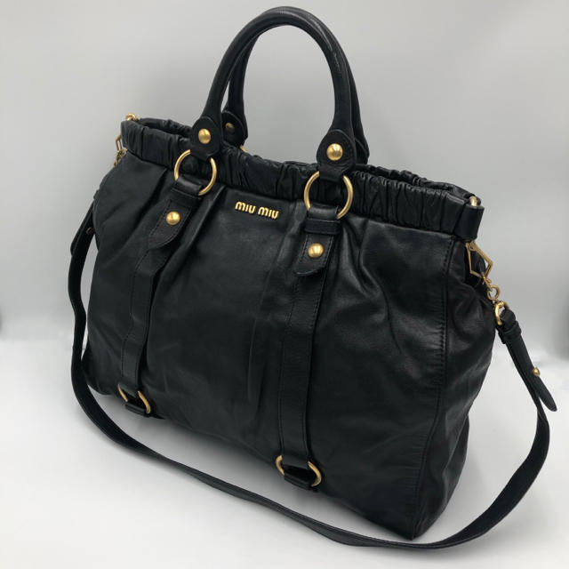 miumiu ミュウミュウ RN0423レザー2WAYショルダーバッグBLACK