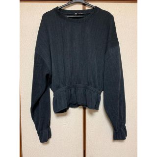 ザラ(ZARA)のトップス ZARA ザラ ショート丈 黒 グレー(カットソー(長袖/七分))