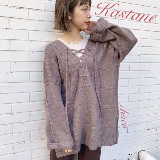 カスタネ(Kastane)の冬新作❄️¥7150【Kastane】チェックジャガード編み上げニット (ニット/セーター)