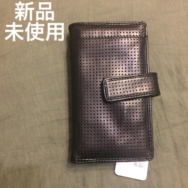 黒メッシュの本革製 お財布一体型スマホケース スマホ/家電/カメラのスマホアクセサリー(Androidケース)の商品写真