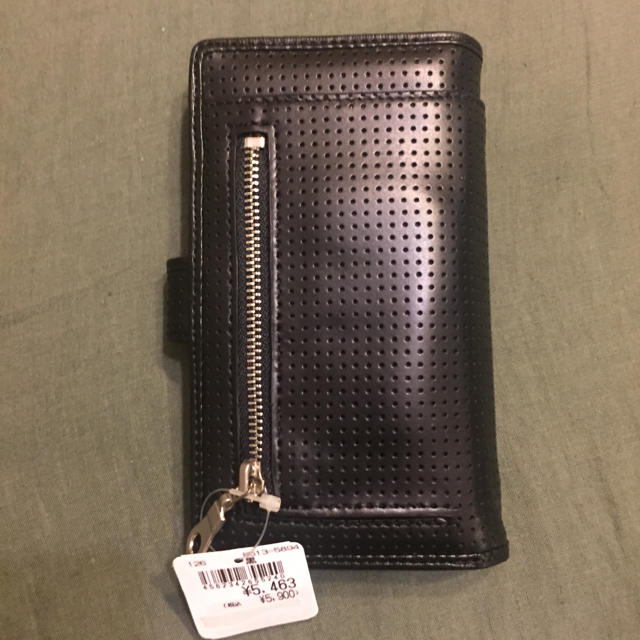 黒メッシュの本革製 お財布一体型スマホケース スマホ/家電/カメラのスマホアクセサリー(Androidケース)の商品写真