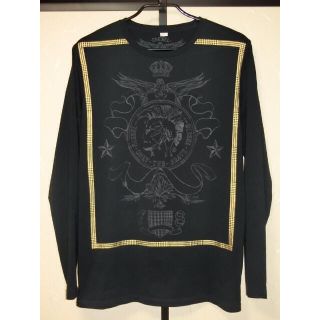 ディーゼル(DIESEL)の黒で金と薄グレープリントの長袖TシャツS(Tシャツ/カットソー(七分/長袖))