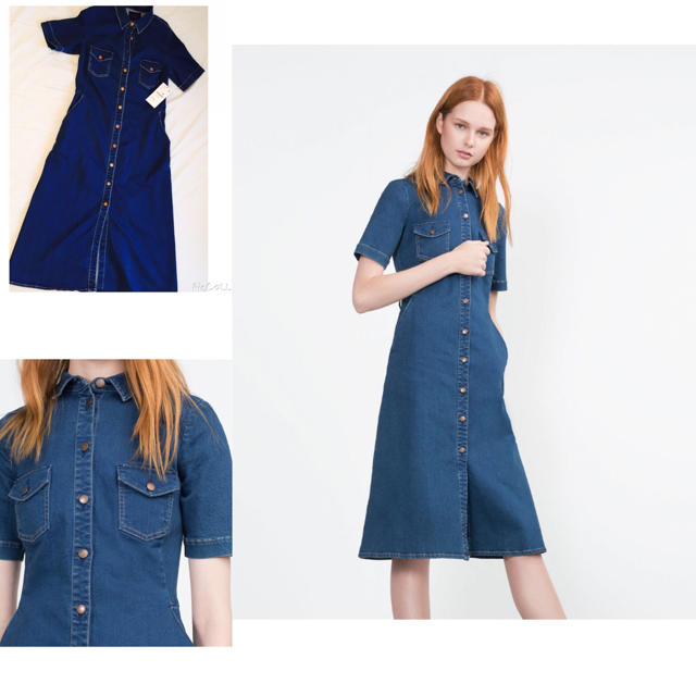 ZARA(ザラ)のデニムワンピース レディースのワンピース(ひざ丈ワンピース)の商品写真