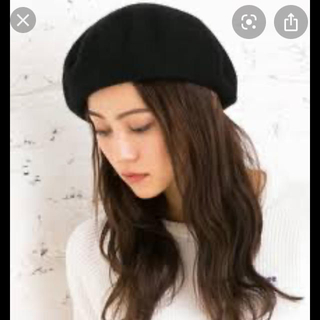 フェルト　ベレー帽　レディース　黒　ブラック(ハンチング/ベレー帽)