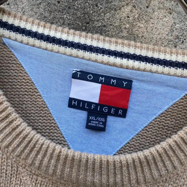 TOMMY HILFIGER(トミーヒルフィガー)の90’s TommyHilfiger オーバーサイズ ニット XXL ベージュ メンズのトップス(ニット/セーター)の商品写真