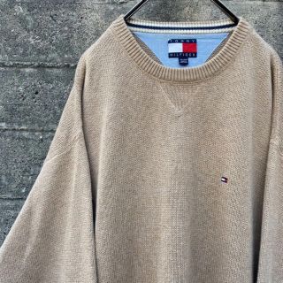 トミーヒルフィガー(TOMMY HILFIGER)の90’s TommyHilfiger オーバーサイズ ニット XXL ベージュ(ニット/セーター)