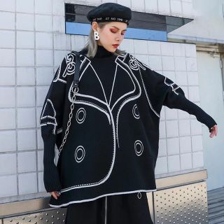 ザラ(ZARA)の【在庫あり着画有】トレーナー ニット デザインニット 騙し絵 プルオーバー (ニット/セーター)