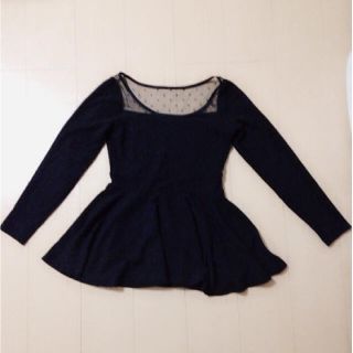 セシルマクビー(CECIL McBEE)の胸元シースルー♡ペプラムトップス(Tシャツ(長袖/七分))