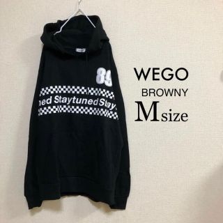 ウィゴー(WEGO)のMサイズ WEGO BROWNY⭐️新品⭐️チェッカーライン切替パーカー黒 (パーカー)