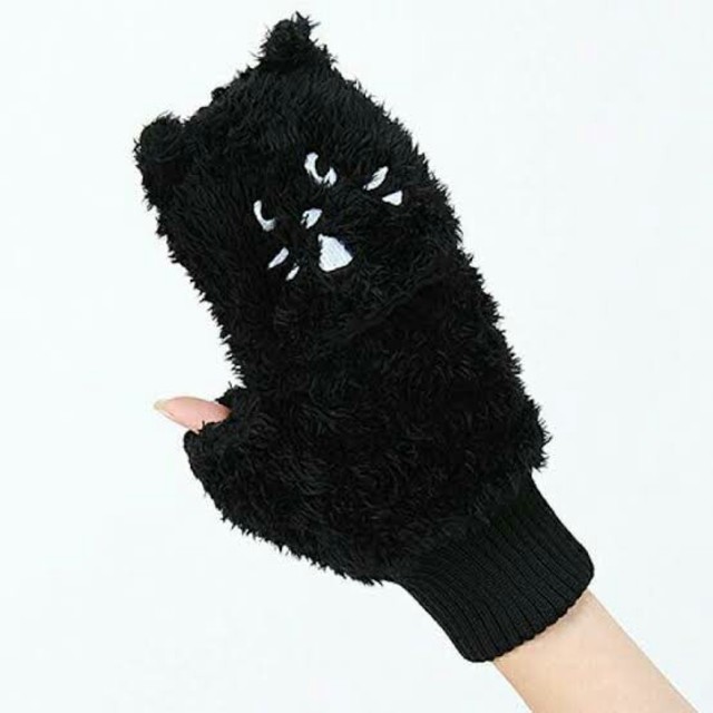 Ne-net(ネネット)のネネット　にゃー あったかみとん　手袋　ミトン　黒猫　グッズ【Ne-net】 レディースのファッション小物(手袋)の商品写真