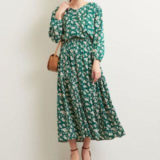 ユナイテッドアローズグリーンレーベルリラクシング(UNITED ARROWS green label relaxing)のグリーンレーベル ♡美品♡フラワー プリント ワンピース(ロングワンピース/マキシワンピース)