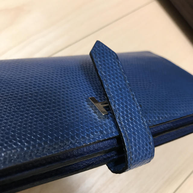 Hermes - エルメス ベアン スフレ リザード 2つ折り長財布 ブルー