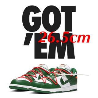 ナイキ(NIKE)のOFF-WHITE × NIKE DUNK LOW  ホワイト/パイングリーン(スニーカー)