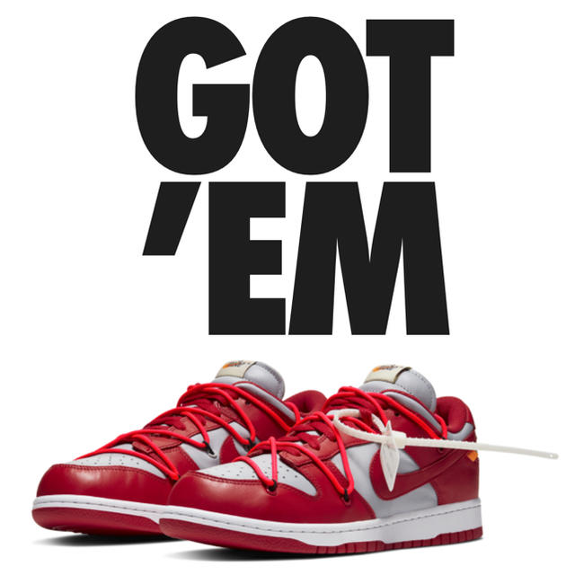 27.5 Off-White NIKE DUNK LOW  Red