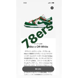 ナイキ(NIKE)のトロロ様　専用　評価多数　25㎝　OFF White Dunk Green(スニーカー)