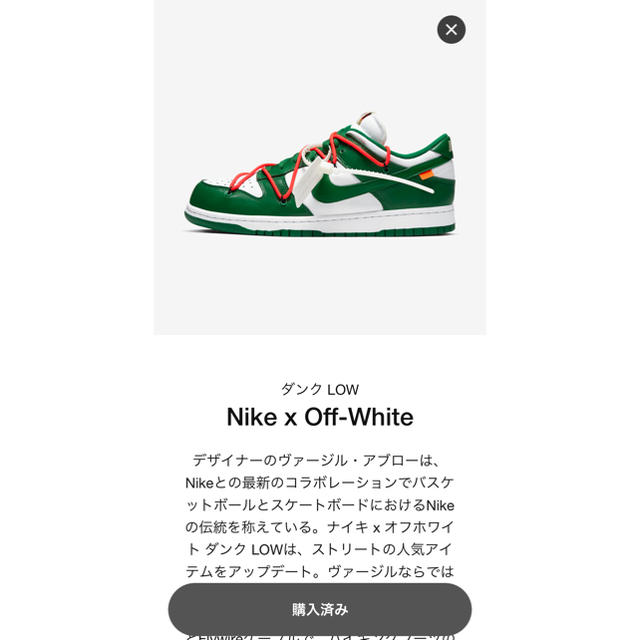 OFF-WHITE(オフホワイト)のOFF-WHITE × NIKE DUNK LOW 28cm 新品 メンズの靴/シューズ(スニーカー)の商品写真