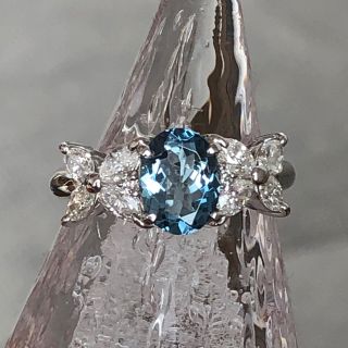 ⭐️テリ美しいブルー⭐️ サンタマリアアクアマリン　リング　大粒1.1ct(リング(指輪))