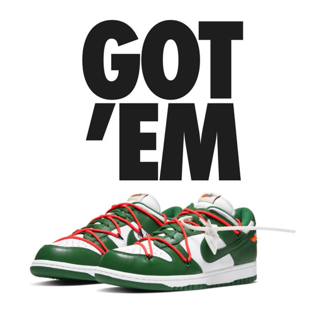 nike×off white dunk low pine green27.5cm靴/シューズ