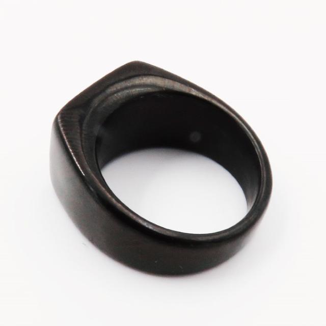 リング 指輪 印台 ブラック ステンレス 艶あり シグネット スクエア メンズ メンズのアクセサリー(リング(指輪))の商品写真