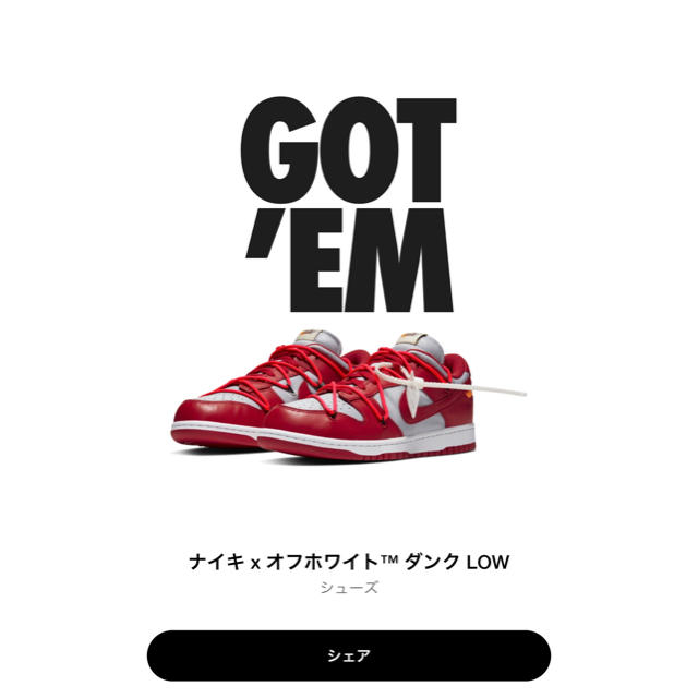 メンズNIKE DUNK LOW OFF-WHITE