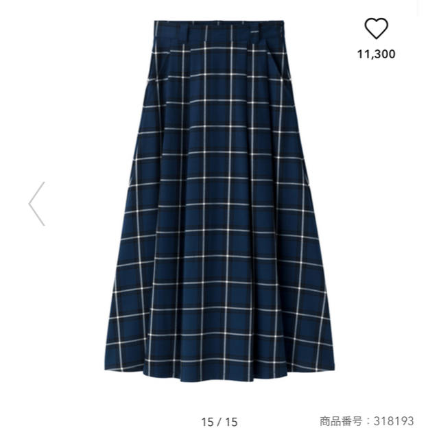 GU(ジーユー)の【美品・即発送】GU チェックフレアロングスカート　ブルー　L レディースのスカート(ロングスカート)の商品写真